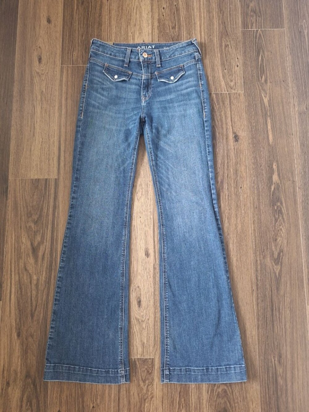 💙 Ariat Denim 28R 28x32 Slim Trouser High Rise Flare Jeans Stretch Western